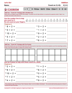 Professor Pete’s Classroom » Introductory Addition: Count On 2 