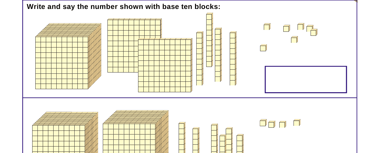 draw the base ten blocks to represent each number