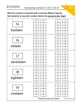 Professor Pete’s Classroom » Double Ten Frame, Introducing Numbers 14 ...