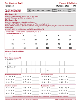 my homework lesson 1 factors and multiples