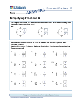 Professor Pete’s Classroom » Equivalent Fractions: Lesson 4 Simplifying