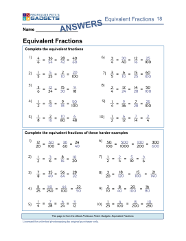 Professor Pete’s Classroom » Equivalent Fractions: Lesson 5 Multiple