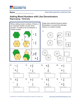 professor petes classroom fractions addition mixed numbers with