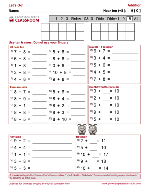 Professor Pete’s Classroom » Introductory Addition: Near 10 Plus 8 ...