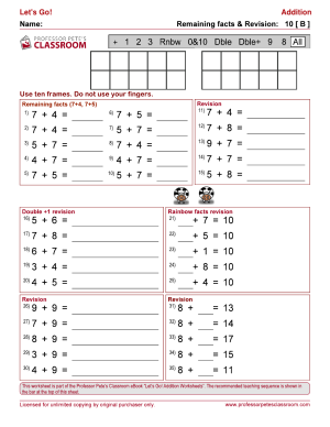 Professor Pete’s Classroom » Introductory Addition: Remaining Facts
