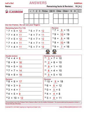 Professor Pete’s Classroom » Introductory Addition: Remaining Facts