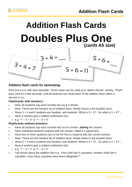 Professor Pete S Classroom Addition Flash Cards To 20 Doubles