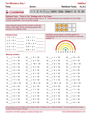 Professor Pete’s Classroom » Addition Facts: Rainbow Facts - Professor ...