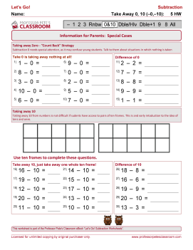 Professor Pete’s Classroom » Introductory Subtraction: Homework ...