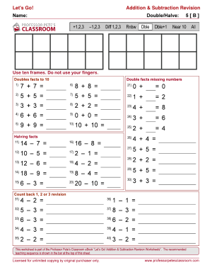 Professor Pete’s Classroom » Introductory Addition & Subtraction ...