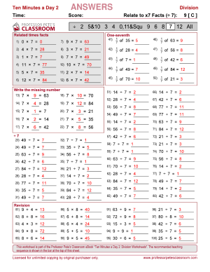 Professor Pete’s Classroom » Division Facts: Relate to x7 Facts 7 ...