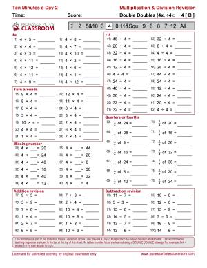 Professor Pete’s Classroom » Multiplication & Division Revision: 4x 