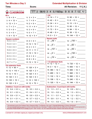 Professor Pete’s Classroom » Advanced Multiplication & Division Facts ...