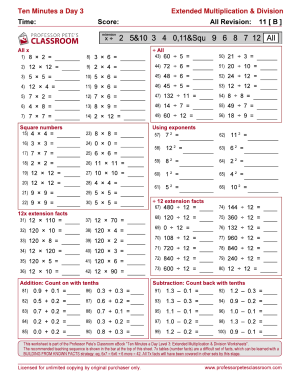 Professor Pete’s Classroom » Advanced Multiplication & Division Facts ...