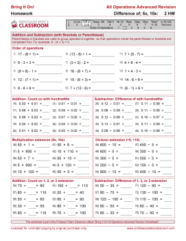 Professor Pete’s Classroom » All Operations Advanced Revision: Homework ...