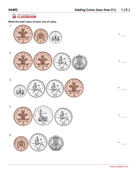 professor petes classroom money uk coins that add to less than 1
