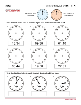 Pete's Classroom » Telling the TIme with Hour Clocks. AM, PM - Professor