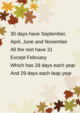 Days Of The Month Poem